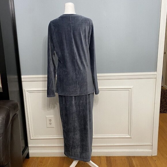 NWT Minimalist Ricciel Skirt Set Velvet Velour Blue Ribbed Modest Size Medium M - Picture 8 of 13